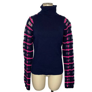Esteban Cortazar Sweater LARGE but fits like a MEDIUM Navy Turtleneck Knit